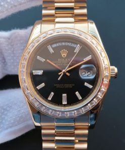 Replica Rolex Noob Day-Date 218399 YG Black Dial Bracelet A3255