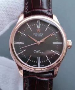 Replica Rolex MK Cellini Time 50505 RG Rome Leather Strap A3165