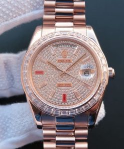 Replica Rolex Noob Day-Date 218399 RG Full Diamonds A3255