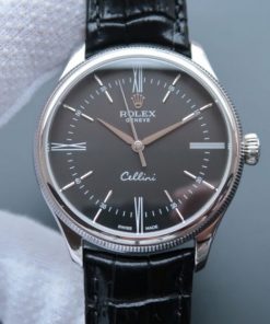 Replica Rolex MK Cellini Time 50509 Black Dial Leather Strap A3165