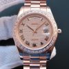 Replica Rolex Day-Date 218399 Roman Numerals RG Full Diamonds A3255