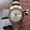 Replica Rolex DateJust SS/RG White Dial RG Wrapped Fluted Beze SS/RG Bracelet A2836