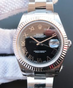 Replica Rolex DateJust 41mm 116334 SS Black Dial Roman Markers SS Bracelet A3136