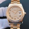 Replica Rolex Day Date II RG Diamonds Full Bezel/Dial Roman Markers RG Bracelet A3255