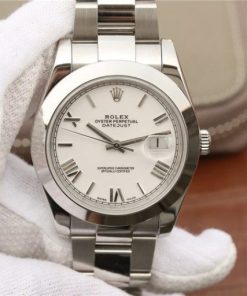 Replica Rolex DateJust 41mm 126300 Noob White Dial Roman Markers SS Bracelet A3235.