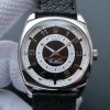 Replica Rolex Cellini Danaos 4243 SS Black/White Dial Black Leather Strap A2824