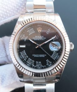 Replica Rolex DateJust 41 116334 SS Black Dial Roman Markers SS Bracelet A3136