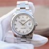 Replica Rolex DateJust 41mm 126334 Fluted Bezel White Dial Diamonds Markers SS Bracelet A3235