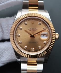 Replica Rolex Date Just II 41mm SS/YG YG Dial Diamonds Marker SS/YG Bracelet A3136