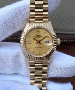 Replica Rolex DateJust 31mm Fluted Bezel RG Case RG Gold Dial A2235