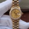 Replica Rolex DateJust 31mm Diamonds Bezel/Markers RG Case RG Gold Dial A2235