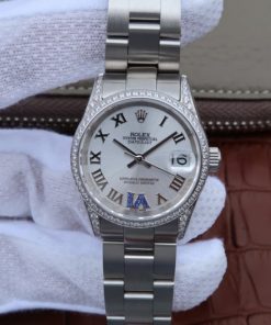 Replica Rolex DateJust 31mm 178383 Diamonds Bezel Roman Markers White Dial A2235