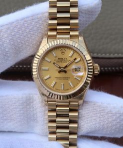 Replica Rolex DateJust 31mm Fluted Bezel RG Gold Dial Bracelet A2235