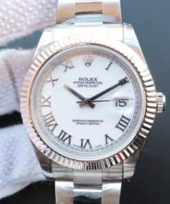 Replica Rolex DateJust II SS Fluted Bezel White Dial Roman Numerals SS Bracelet A3136