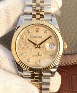 Replica Rolex DateJust 41mm SS/YG YG Textured Dial YG Wrapped Fluted Bezel SS/YG Bracelet A2836