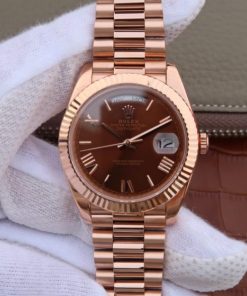 Replica Rolex Day-Date 40mm 228235 RG Noob Brown Dial Roman Markers RG Bracelet A3255