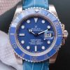 Replica Rolex Submariner 116619 LB Blue Ceramic Noob V7 Leather Strap A3135