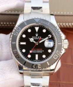 Replica Rolex Yacht-Master 116622 JF Black Dial SS Bracelet A2824