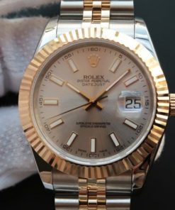 Replica Rolex Date Just II 41mm SS/YG Silver Dial Stick Marker SS/YG Bracelet A2824