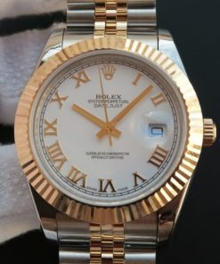 Replica Rolex Date Just II 41mm SS/YG White Dial Roman Marker SS/YG Bracelet A2824