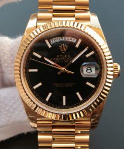 Replica Rolex Day-Date 40mm 228235 RG EW Black Dial RG SS Bracelet A3255