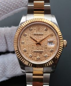 Replica Rolex Date Just II 41mm SS/YG YG Textured Dial Lumed Marker SS/YG Bracelet A3136