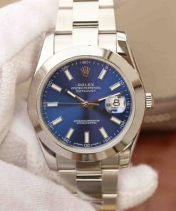 Replica Rolex DateJust 41mm SS 116200 Polished Bezel Blue Dial 904L SS Bracelet SA3235