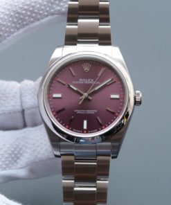 Replica Rolex Oyster Perpetual 39mm 114300 Red Grape Dial on SS Bracelet SH3132