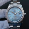 Replica Rolex Day Date SS Diamonds Bezel Ice Blue Dial Crystal Markers SS Bracelet A3255