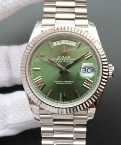 Replica Rolex Day-Date 40mm 228239 Noob Olive Green Dial SS President Bracelet A3255