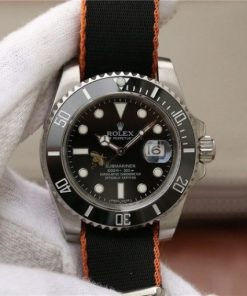 Replica Rolex Submariner 116610 LN Black Ceramic Bee Noob Nylon Strap A2836