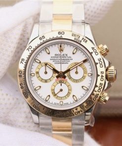 Replica Rolex Daytona 116523 Thick YG Wrapped White Dial Bracelet A7750