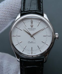 Replica Rolex MK Cellini Time 50509 SS White Dial Leather Strap