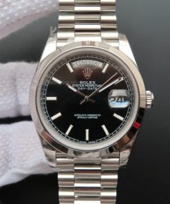 Replica Rolex Day-Date II 228239 SS Textured Black Dial SS Bracelet A3255