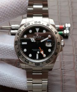 Replica Rolex Explorer II 42mm 216570 Noob Black Dial SS Bracelet A3187