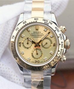 Replica Rolex Daytona 116523 Thick YG Wrapped YG Dial Diamonds Markers SS/YG Bracelet A7750