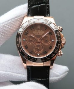 Replica Rolex Daytona 116515 Noob Chocolate Dial Black Leather Strap A7750