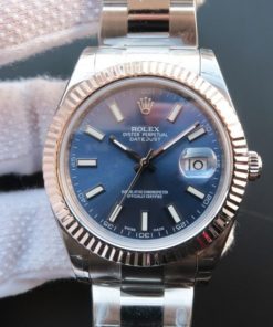 Replica Rolex DateJust II SS Fluted Bezel Blue Dial SS Bracelet A3136