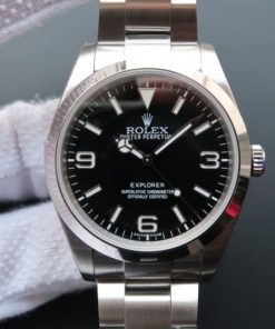 Replica Rolex EXPLORER I 214270 39mm Noob Black Dial SS Bracelet A2824