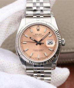 Replica Rolex DateJust 36mm SS 116234 ARF Pink Dial Stick Markers 904L SS Oyster Bracelet SA3135