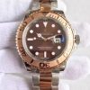 Replica Rolex Yacht-Master Noob 116621 RG Bezel Brown Dial SS/RG Bracelet A3135