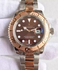 Replica Rolex Yacht-Master Noob 116621 RG Bezel Brown Dial SS/RG Bracelet A3135