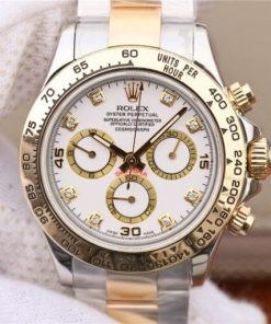 Replica Rolex Daytona 116523 Thick YG Wrapped White Dial Diamonds Markers Bracelet A7750