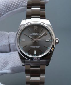 Replica Rolex Oyster Perpetual 39mm 114300 JF Gray Dial SS Bracelet SH3132