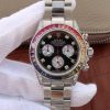 Replica Rolex Daytona 116599 Colorful Crystal Bezel Black Dial SS Bracelet A7750