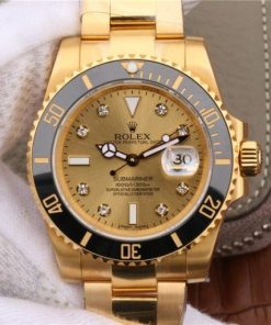 Replica Rolex Submariner 116613 LN Diamonds Markers YG Dial SS/YG Bracelet Eat2836