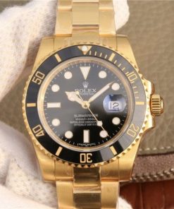 Replica Rolex Submariner 116613 LN YG Wrapped Black Dial YG Wrapped Bracelet Eta2836