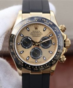 Replica Rolex Daytona 116518 Noob YG/Black Dial Rubber Strap A7750