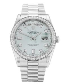 36 MM Platinum set with Blue Diamond Replica Rolex Day-Date 118346