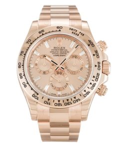 40 MM Rose Gold Rose Baton Diamond Baguette Replica Rolex Daytona 116505